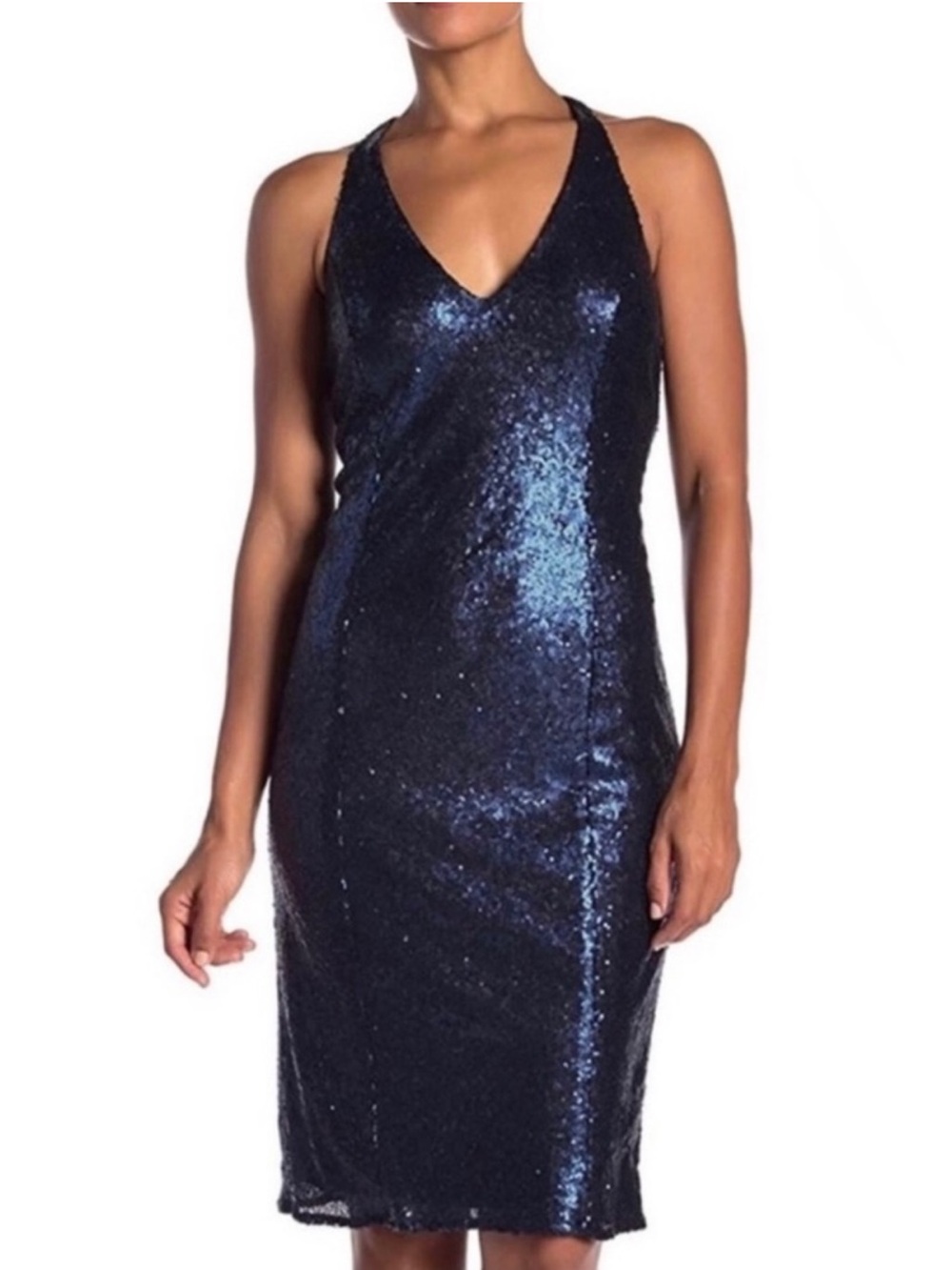 NEW JAY X JAYGODFREY BLUE SEQUIN V-NECK DRESS